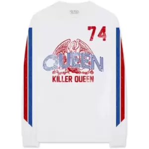 Image of Queen - Killer Queen '74 Stripes Unisex X-Large Long Sleeved T-Shirt - White