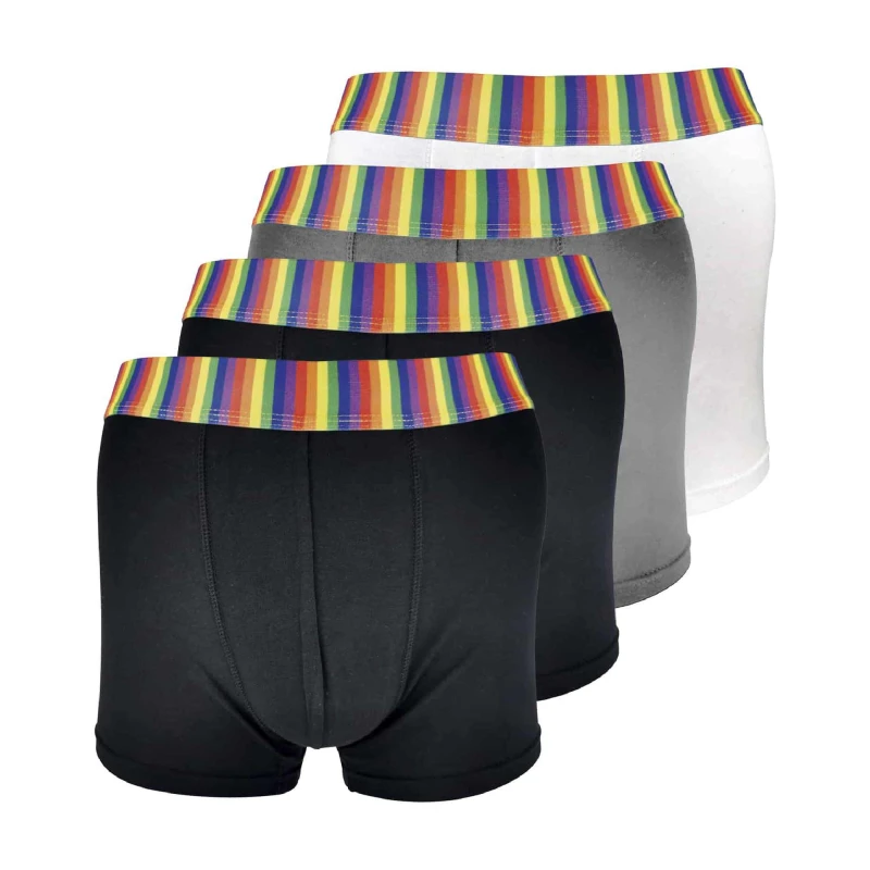 Image of Sock Snob Sock Snob Men 4 Pack Cotton Novelty Striped Rainbow Boxer Shorts Underwear Size: Small Multi S Male 5060597079181