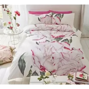 Image of Voyage Maison Parcevall Peony White Duvet Cover Set - King, Cotton, Floral - White/Pink/Green