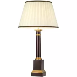 Image of Elstead - LightBox Louviers 1 Light Table Lamp Oxblood Wood With Tall Empire Cotton Shade