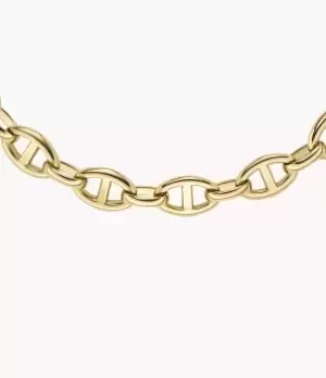 Image of Fossil Women Heritage D-Link Gold-Tone Stainless Steel Anchor Chain Necklace
