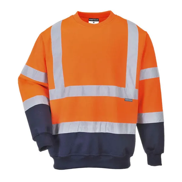 Image of Portwest Two Tone Class 3 Hi Vis Jumper B306ONRM Colour: Orange / Navy