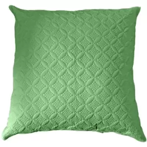 Image of Ultrasonic Green Quilted Embossed Cushion Cover, 80 x 80cm - Green - Green - Homescapes