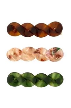 Image of Gold Tort Resin Twist Hair Clips - Pack of 3