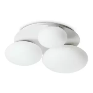 Image of Ideal Lux ninfea 3 Light Round DecoratiGlass Flush Ceiling Light White