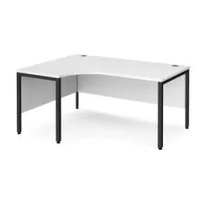 Image of Office Desk Left Hand Corner Desk 1600mm White Top With Black Frame 1200mm Depth Maestro 25 MB16ELKWH