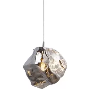 Image of Metallic Chrome Rock Design Ceiling Pendant Light Dimmable Hanging Light Fitting