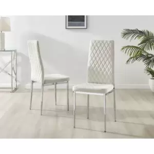 Image of Set of 4 Furniturebox Cream Velvet Milan Dining Chairs With Silver Legs