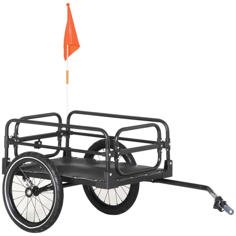 Image of HOMCOM Homcom - Bike Trailer Wagon Bicycle Cargo Trailer w/ Suspension, 2 Wheels, Black 5056725364038