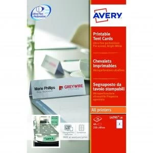 Image of Avery Tent Cards 180x60mm Pack of 40