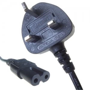 Image of Connekt Gear Black 5A UK Mains Plug Top to IEC C7 Figure of 8 TV Power Cord Cable - 5 Meter