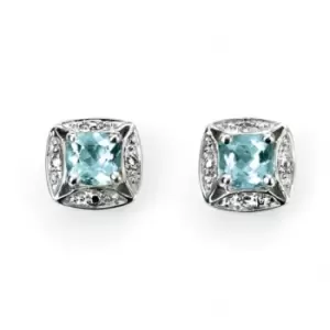 Image of Elements White Gold Aquamarine Earrings GE732TZ475