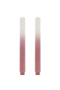 Image of Set of 2 Ombre Dinner Candles - Pink/White