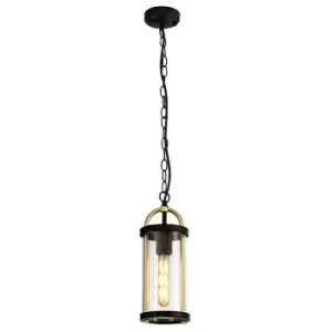 Image of Luminosa Lighting - Ceiling Pendant, 1 x E27, Black & Gold, Clear Glass, IP54