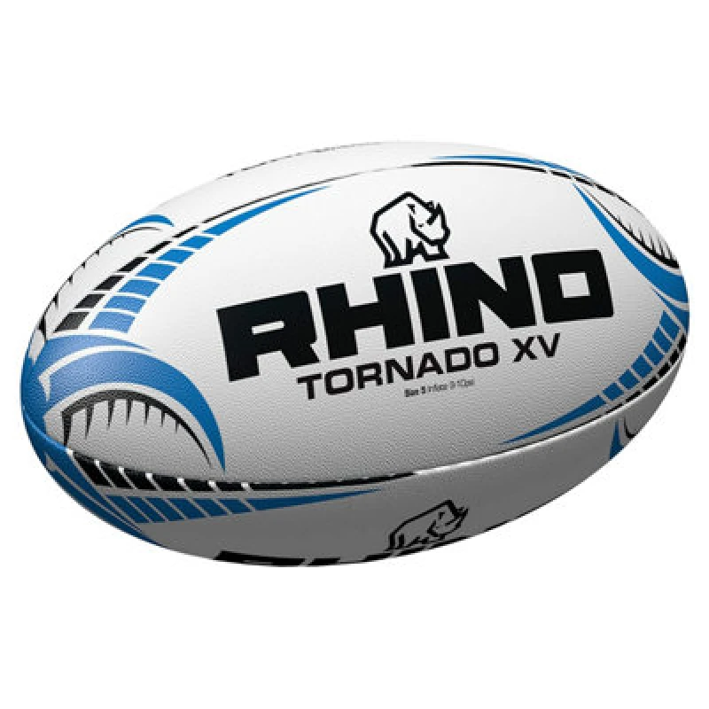 Image of Rhino Tornado Xv Rugby Ball White/blue/black (5)