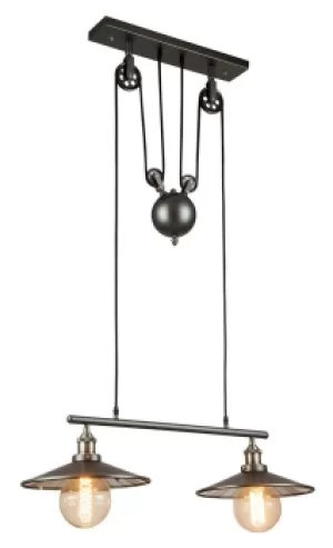 Image of ARKITA 2 Light Straight Bar Pendant Ceiling Light Grey 68x30cm