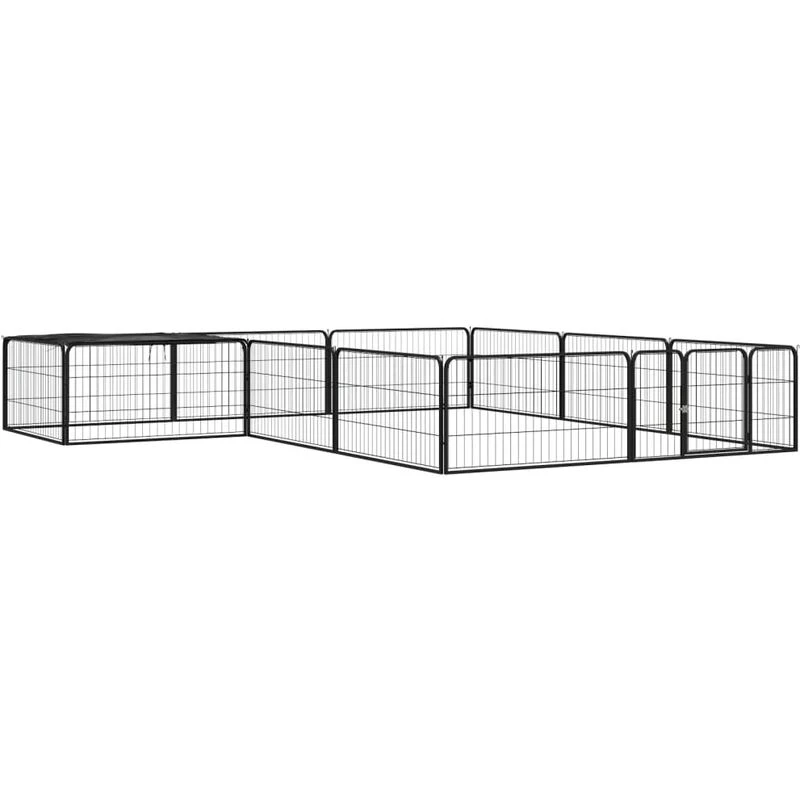 Image of VIDAXL 12-Panel Dog Playpen Black 100x50cm Powder-coated Steel Vidaxl 8720287159100