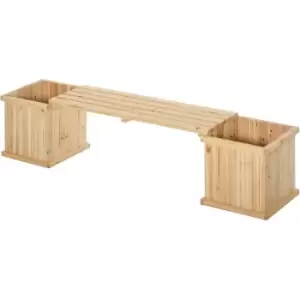 Image of Wooden Garden Planter & Bench Combination Garden Raised Bed Natural - Outsunny