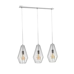 Image of Lex Bar Pendant Ceiling Light Silver, 60cm, 3x E27