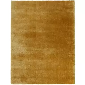 Image of Modern Very Soft Velvet Shaggy Ochre Rug Deep Pile Home Carpet in 160x230cm (5'3''x7'7'')