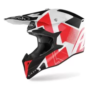 Image of Airoh Wraap Raze Motocross Helmet, white-red, Size S, white-red, Size S