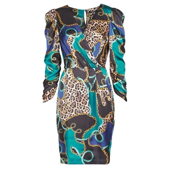 Image of Marciano FOULARD SHORT DRESS womens Dress in Multicolour - Sizes UK 6,UK 10,UK 12,UK 14