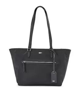 Image of DKNY CASEY NYLON TOTE - BLACK/SILVER, Black, Women