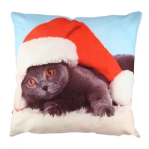 Image of A10939 Multicolor Cushion Christmas Cat