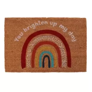 Image of Something Different You Brighten Up My Day Rainbow Door Mat (One Size) (Brown/Rainbow)