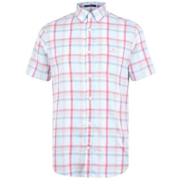 Image of Gant Short Sleeve Oxford Check Shirt - Blue