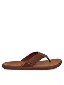 Image of UGG Seaside Leather Flip Flop, Luggage, Size 6, Men