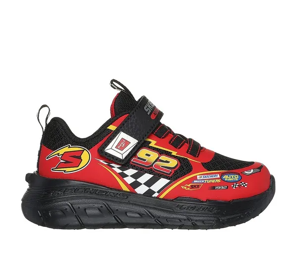 Image of Skechers Boys Skech Tracks Strap Comfy Trainers UK Size 4 (EU 21) BLACK/RED SKE2282-BKRD-4