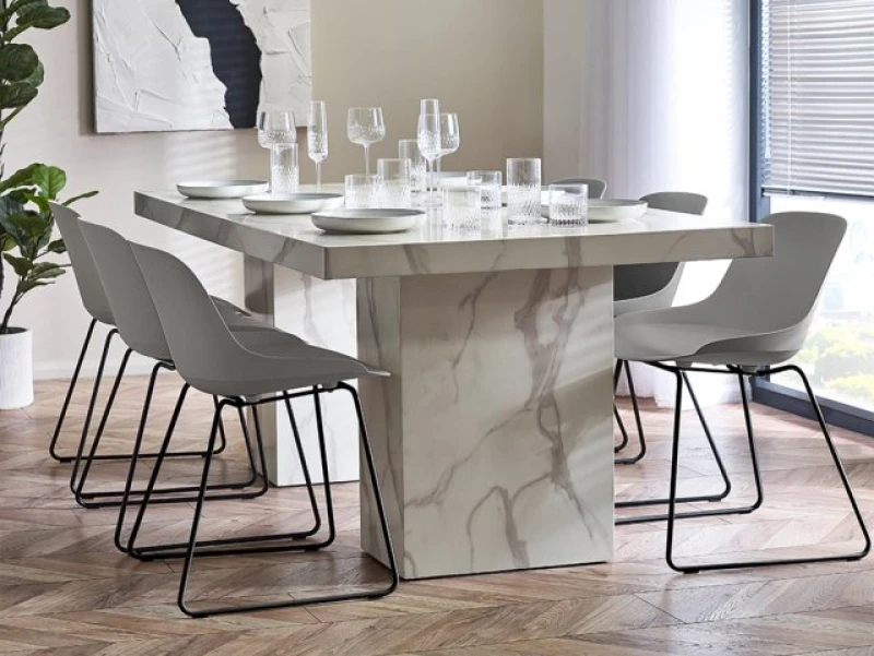 Image of Julian Bowen Rome 180cm White Marble Effect Dining Table
