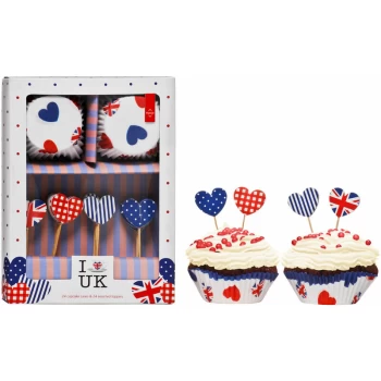 Image of Premier Housewares - I Love UK Cupcake Cases and Toppers