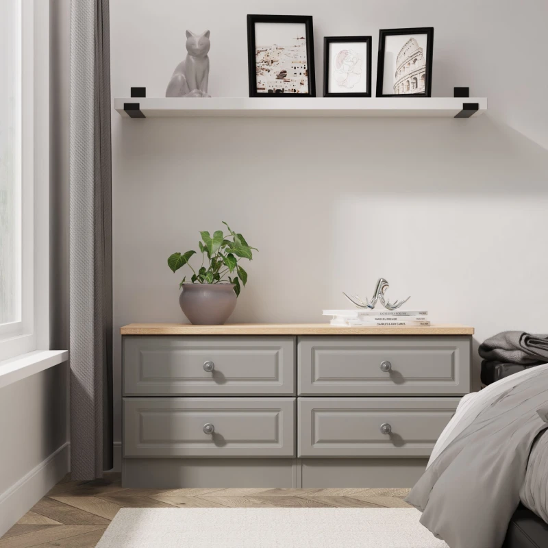 Image of Ready Assembled 2 U Surrey 4 Drawer Bed Box (Ready Assembled) in Grey Size: Small Grey Unisex Small