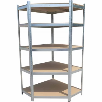 Image of Hilka 175kg 5 Tier Corner Boltless Shelving Metal & MDF