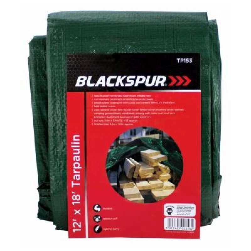 Image of Blackspur 12' X 18' Tarpaulin, Green 13321AWUK