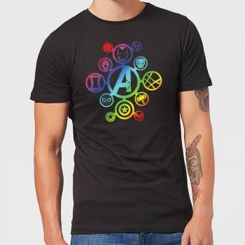 Image of Avengers Rainbow Icon Mens T-Shirt - Black - 5XL