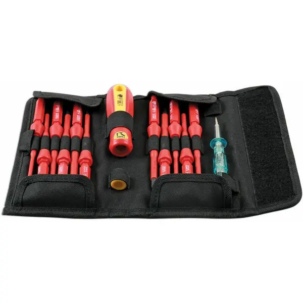Image of LASER TOOLS Insulated Interchangeable Screwdriver Set 14pc 7435 - Laser Tools 5018341074357