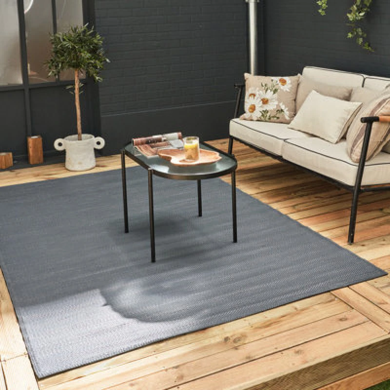 Image of The Rugs Reversible Waterproof Plain Outdoor Rug Urban 1000 Anthracite