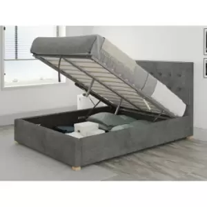Image of Presley Ottoman Upholstered Bed, Kimiyo Linen, Granite - Ottoman Bed Size Small Double (120x190)