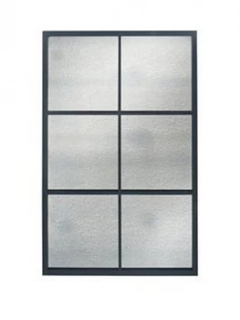 Image of Pacific Lifestyle Matt Black Metal 6 Pane Mirror With Foxed Glass
