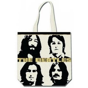 Image of The Beatles - Four Heads with Gold Logo Tote Bag