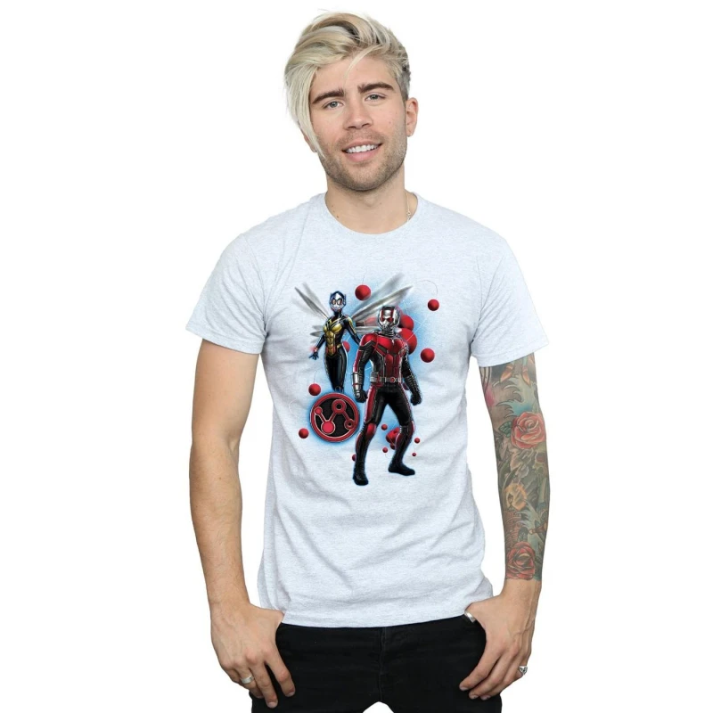 Image of Marvel Marvel Men Ant-Man And The Wasp Particle Pose T-Shirt in Grey Size: Small Grey S Male 5057864307511