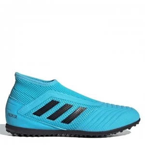 Image of adidas Predator 19.3 Laceless Childrens Astro Turf Trainers - Cyan/Black