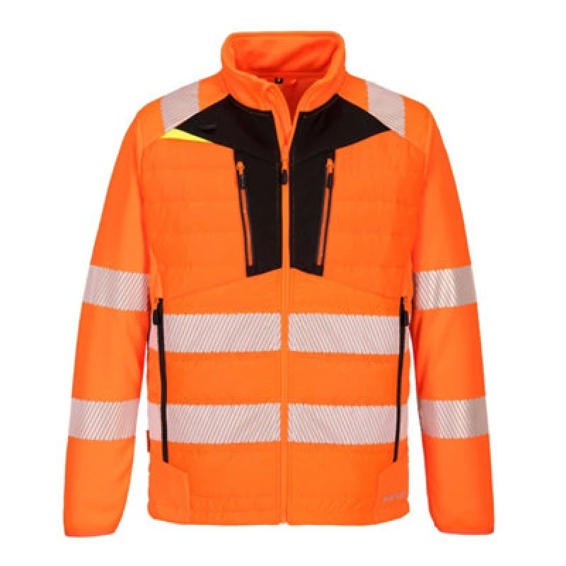 Image of Portwest DX4 Hi Vis Hybrid Baffle Jacket DX473OBRXL Colour: Orange / Black