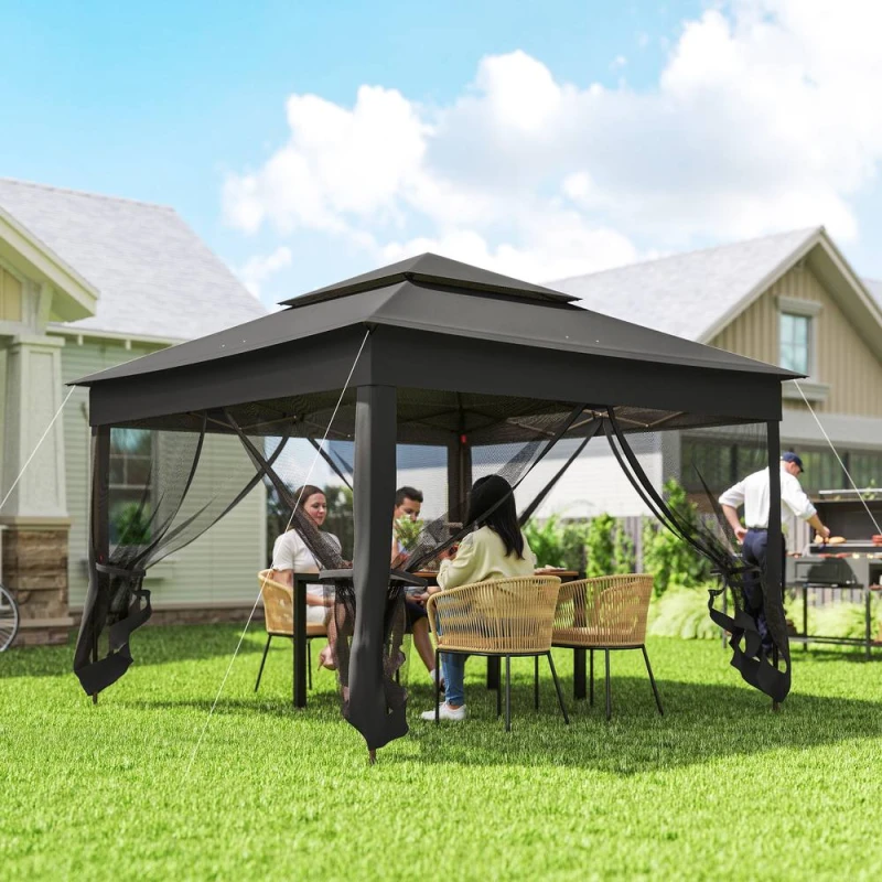 Image of OUTSUNNY Garden Folding Tent Heavy Duty Pop Up Gazebo for Party Black Unisex