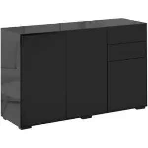 Image of 2 Drawer 2 Cupboard Freestanding Storage Cabinet Home Organisation Black - Homcom