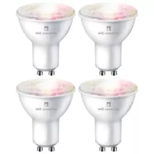 Image of 4lite WiZ Connected LED Smart GU10 Bulb WiFi & Bluetooth, Colours and Tuneable White & Dimmable - 4 Pack