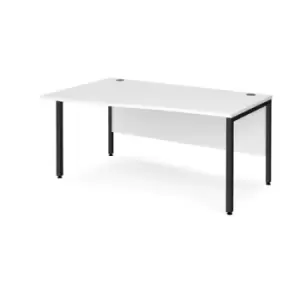 Image of Office Desk Left Hand Wave Desk 1600mm White Top With Black Frame Maestro 25 MB16WLKWH